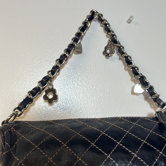 AURIELLE Mini Black Leather Barrel Daisy quilted bag, NWOT - Picture 2 of 6